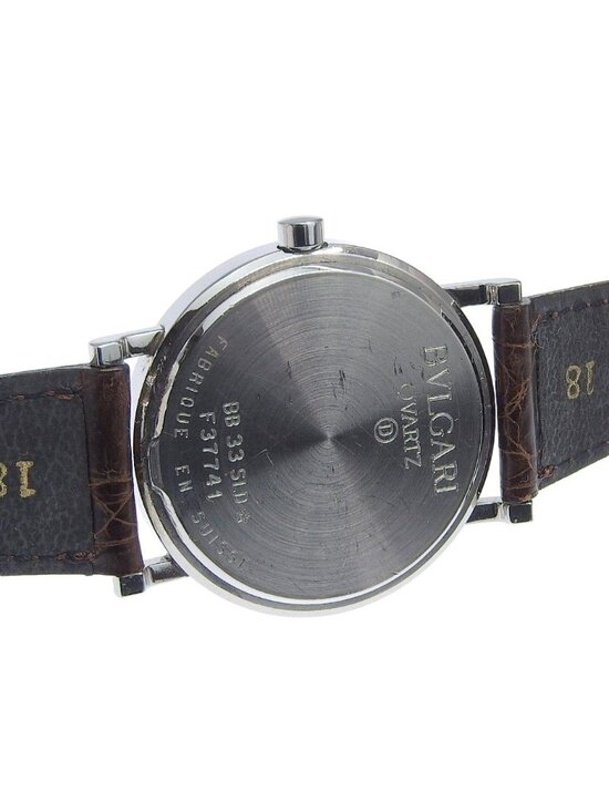Bvlgari Stainless Steel Leather Quartz Analog Display Black Dial Watch main image 8